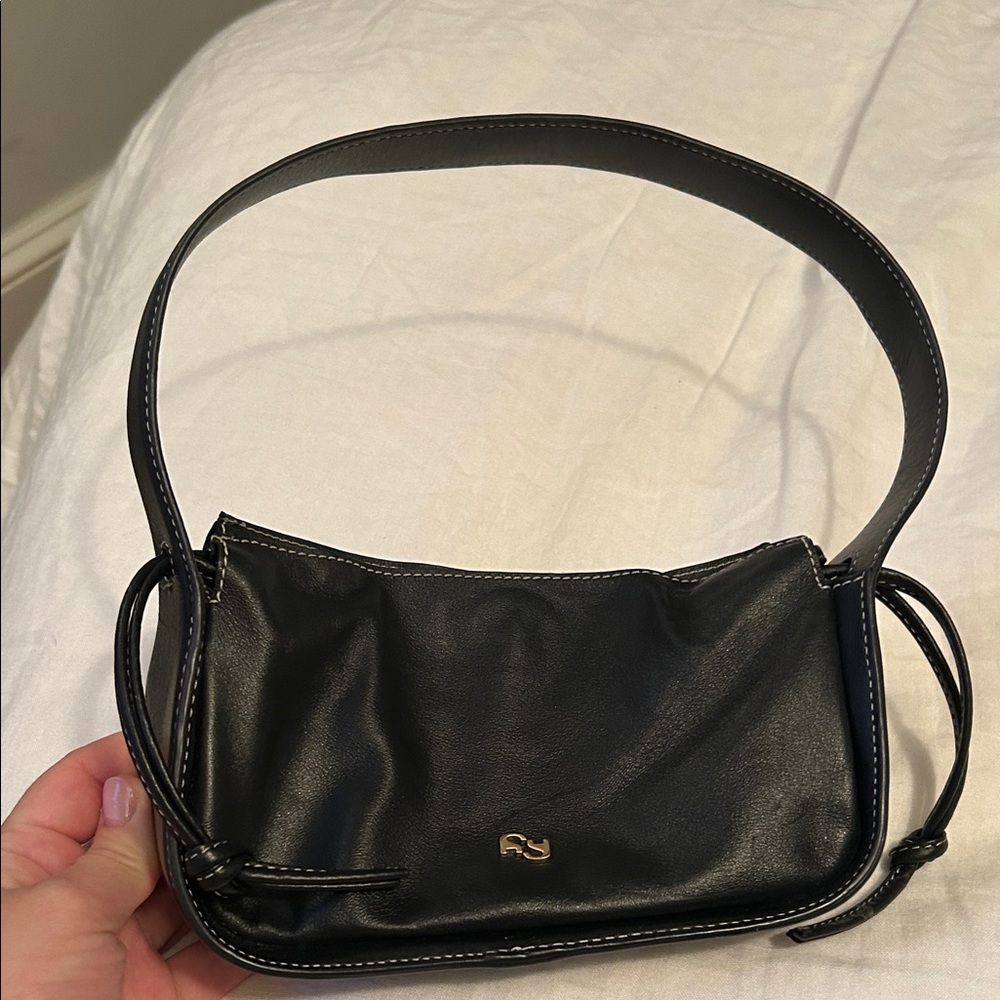 Yuzefi Black Shoulder Bag with Gold Detail